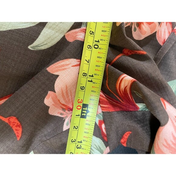 Tommy Bahama Hawaiian Brown Floral Silk Stretch Pants Zip Sz 12 Tropical - Picture 10 of 11